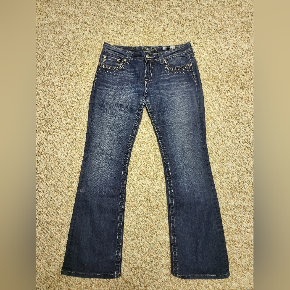 New Miss Me Bootcut denim Jeans Bling Pockets Size 30 NWOT